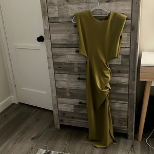 Micas olive green dress with side cutouts. New with tags on